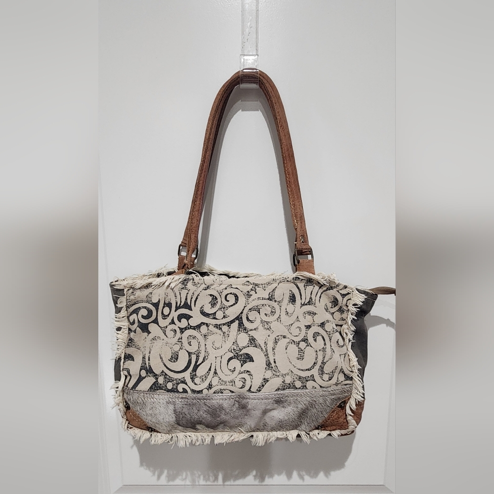 Myra Brown,Cream, Gray Tote Bag